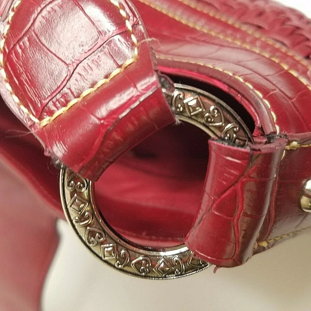 Coldwater Creek‎ Handbag Purse Red Woven Croc Emboss Faux Leather Magnetic Snap